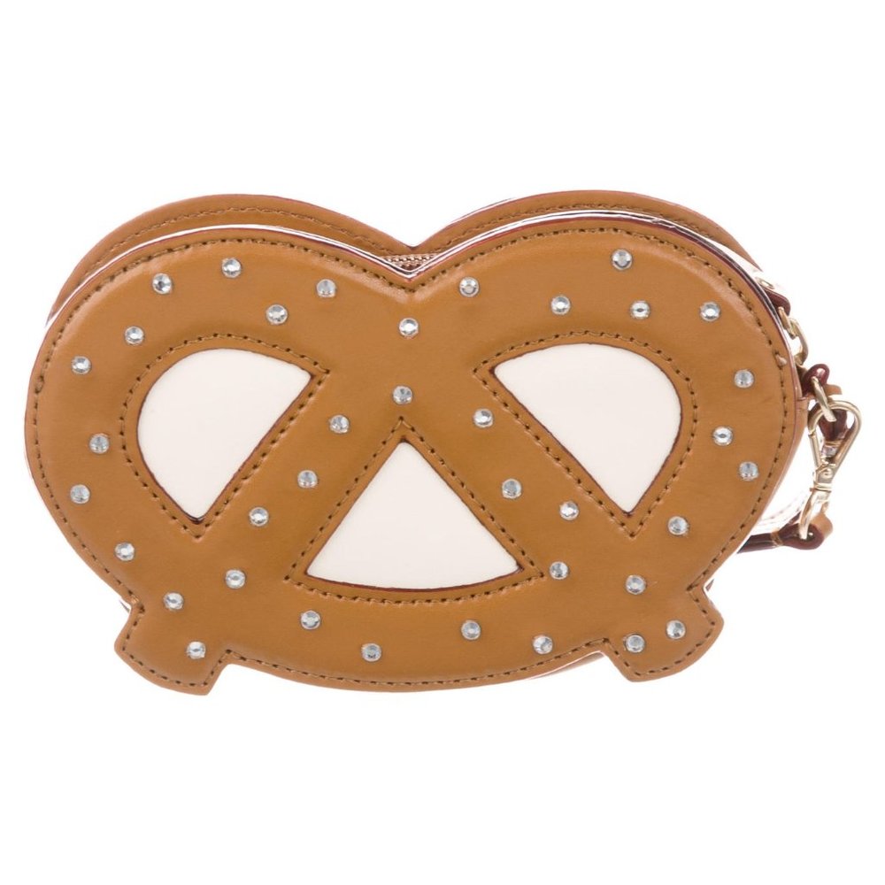 Rhinestone Embellished Leather Pretzel Wristlet